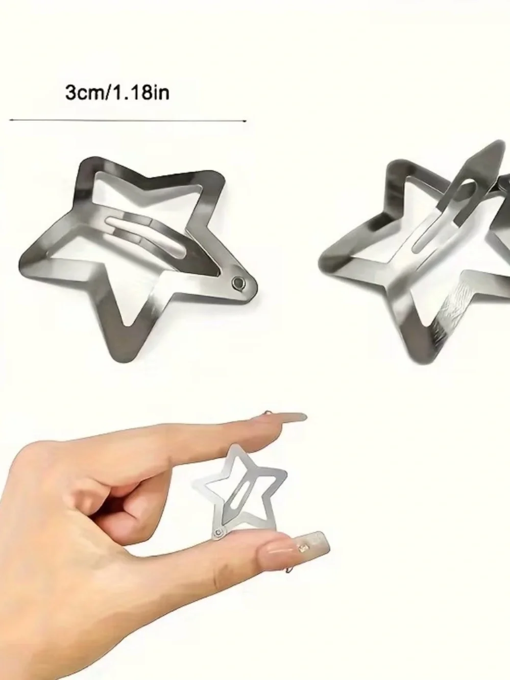 Silver Star Hair Pins for Women - Shiny Star Bobby Clips